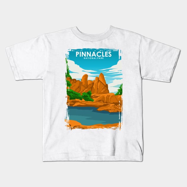 Pinnacles National Park Vintage Travel Poster Kids T-Shirt by jornvanhezik